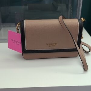 Kate Spade Tan and Black Crossbody Bag with Elegant Design